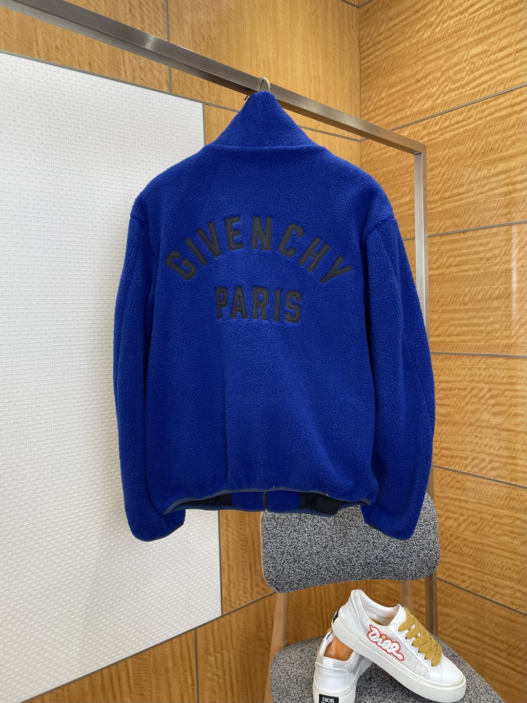 GIVENCHY Plush Stand Collar Zip-Up Jacket