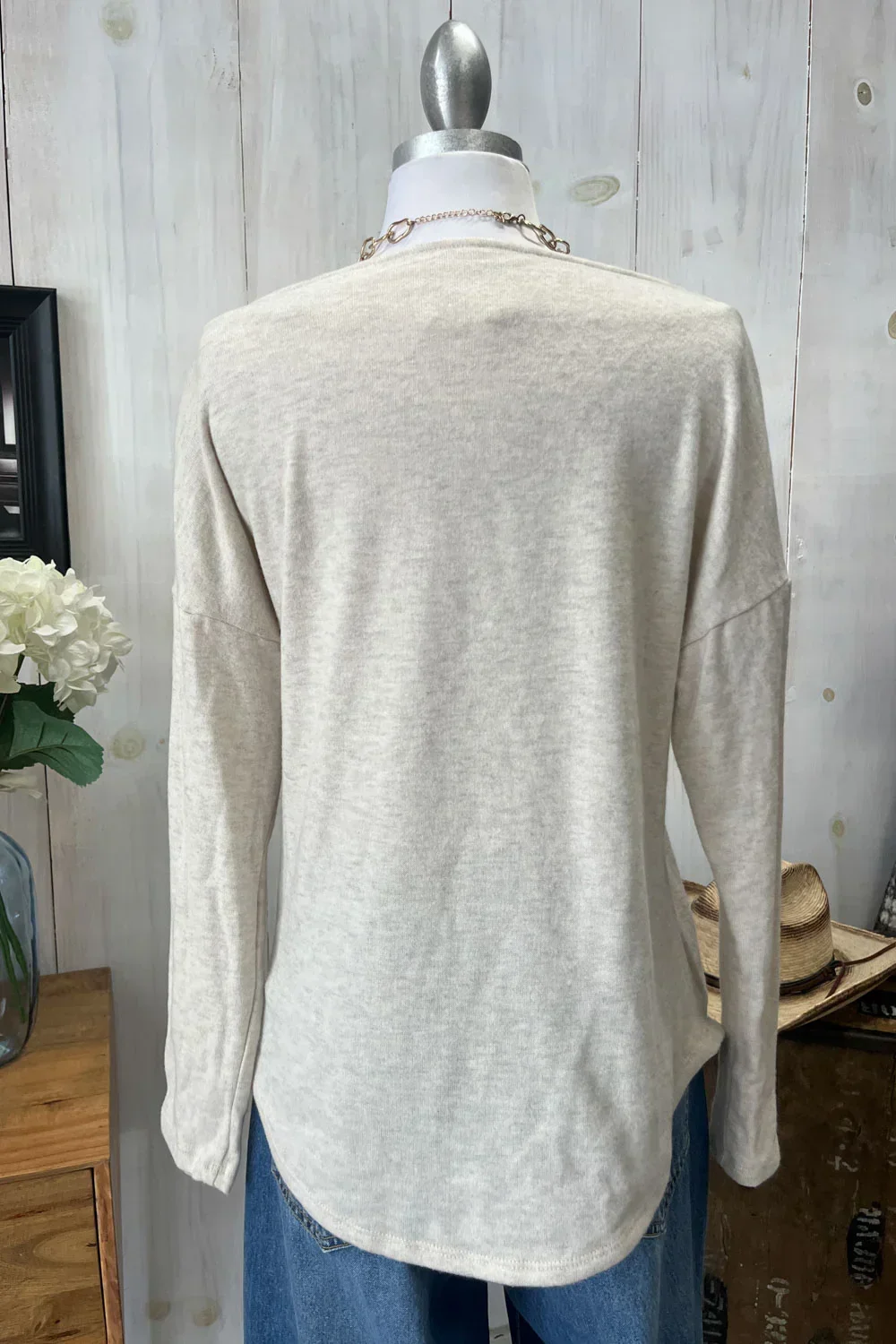 Cozy Oversized Long Sleeve Soft Knit Crew Neck Casual Top