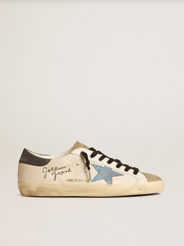 Men's Super-Star LTD in nappa with denim star and gray leather heel tab