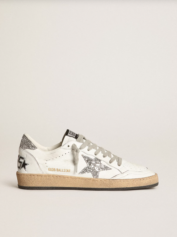 Women's Ball Star in nappa with white star and glitter heel tab