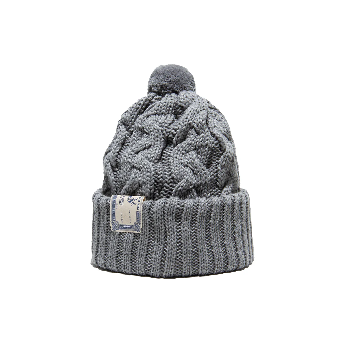 BIG CABLE KNIT CAP - Gray