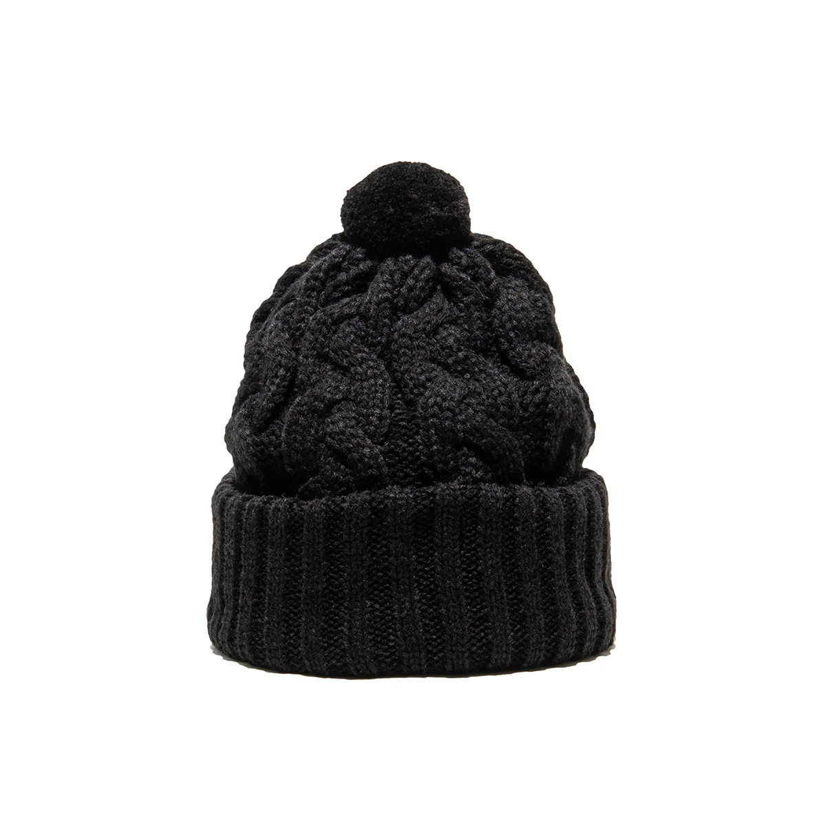 BIG CABLE KNIT CAP - Black