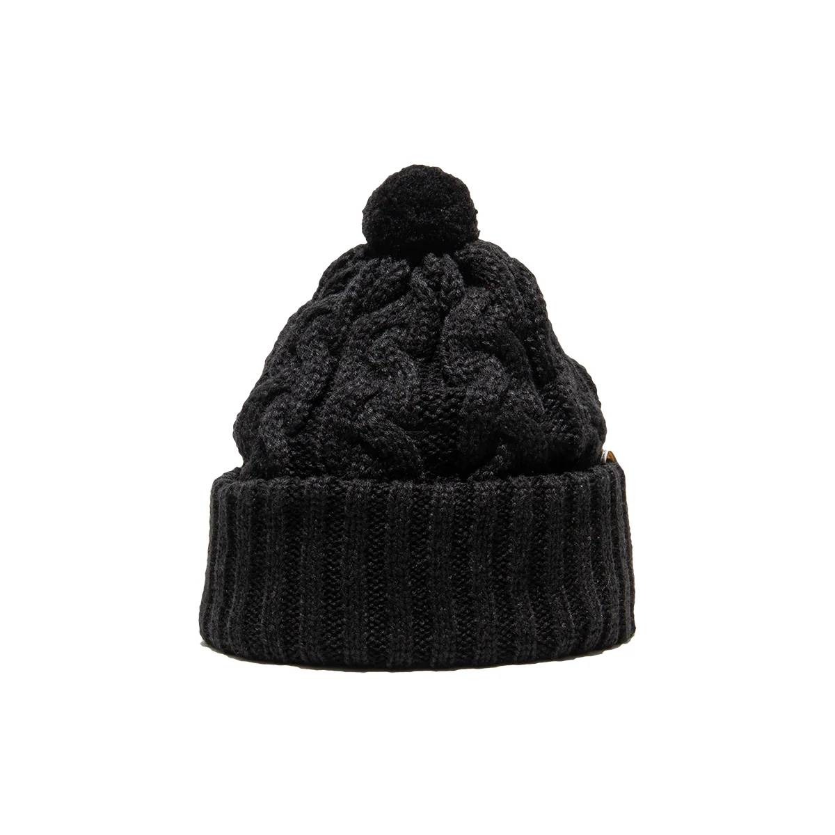 BIG CABLE KNIT CAP - Black