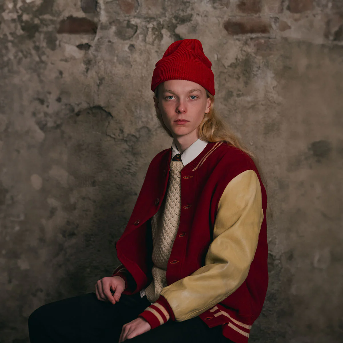 WOOL ACRYL DOG WATCH CAP - Red