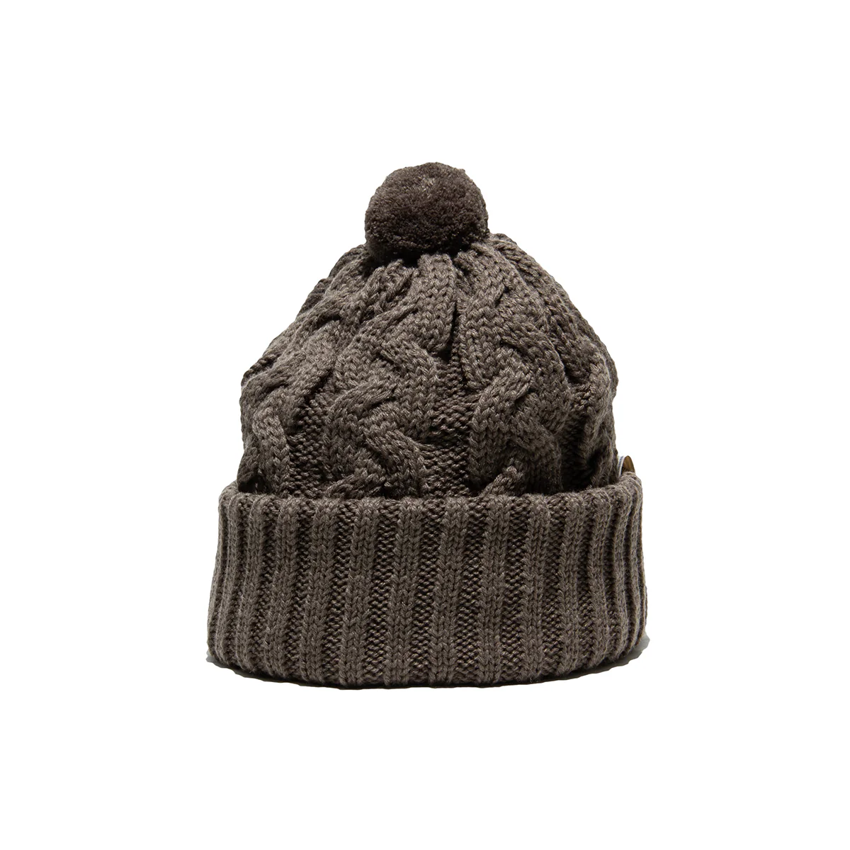BIG CABLE KNIT CAP - Brown