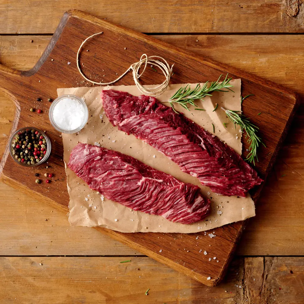 USDA CHOICE OR HIGHER HANGER STEAK