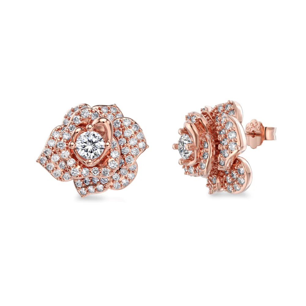Zircon Earrings, Gifts for Valentine's Day, Zircon Stud Earring, D Color VVS1 Simulated Diamond 925 Sterling Silver Halo Earrings