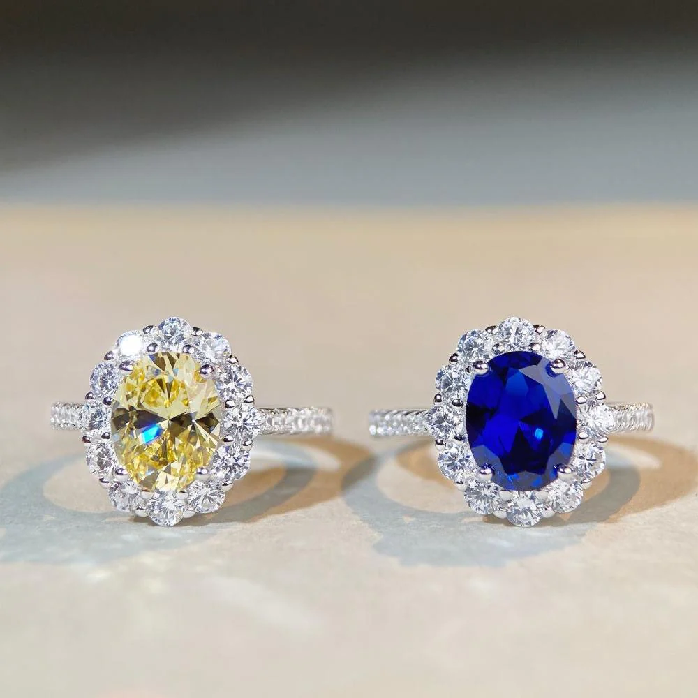 S925 Sterling Silver Sapphire Ring Female Pigeon Egg Dan