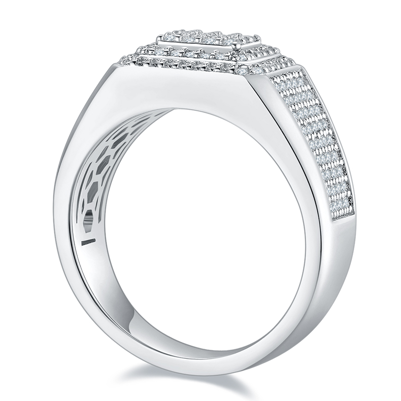 S925 silver plated white gold moissanite men's ring criolite D grade 0.84 carat
