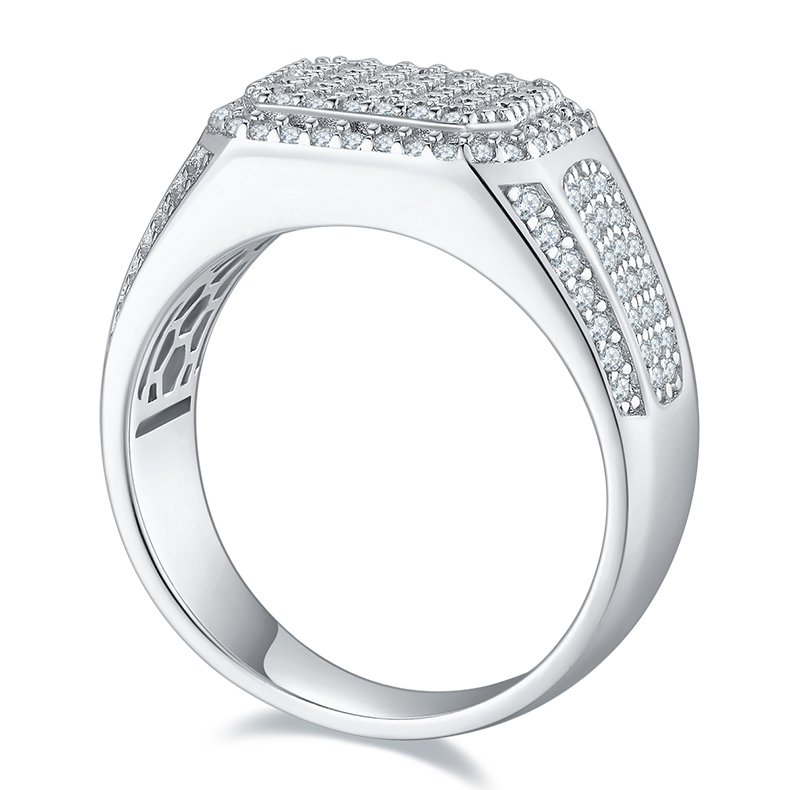 S925 silver plated white gold moissanite men's ring criolite D grade 0.53 carat M86A