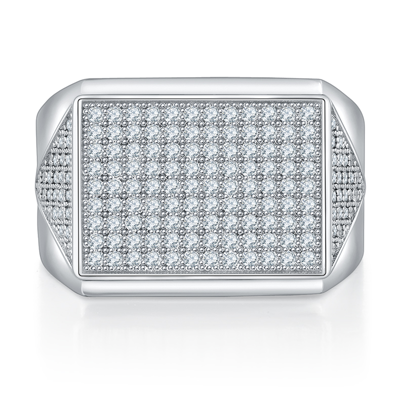 S925 silver plated white gold moissanite men's ring criolite D grade 0.95 carat