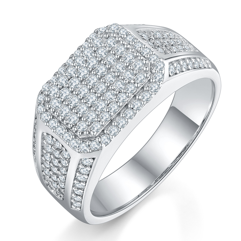 S925 silver plated white gold moissanite men's ring criolite D grade 0.53 carat M86A