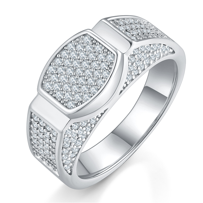 S925 silver plated white gold moissanite men's ring criolite D grade 0.95 carat