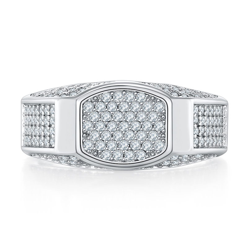 S925 silver plated white gold moissanite men's ring criolite D grade 0.95 carat