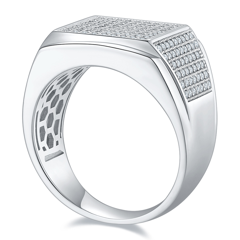 S925 silver plated white gold moissanite men's ring criolite D grade 1 carat