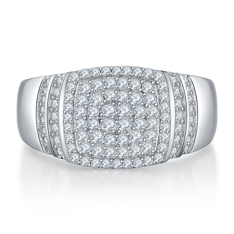 S925 silver plated white gold moissanite men's ring criolite D grade 0.82 carat