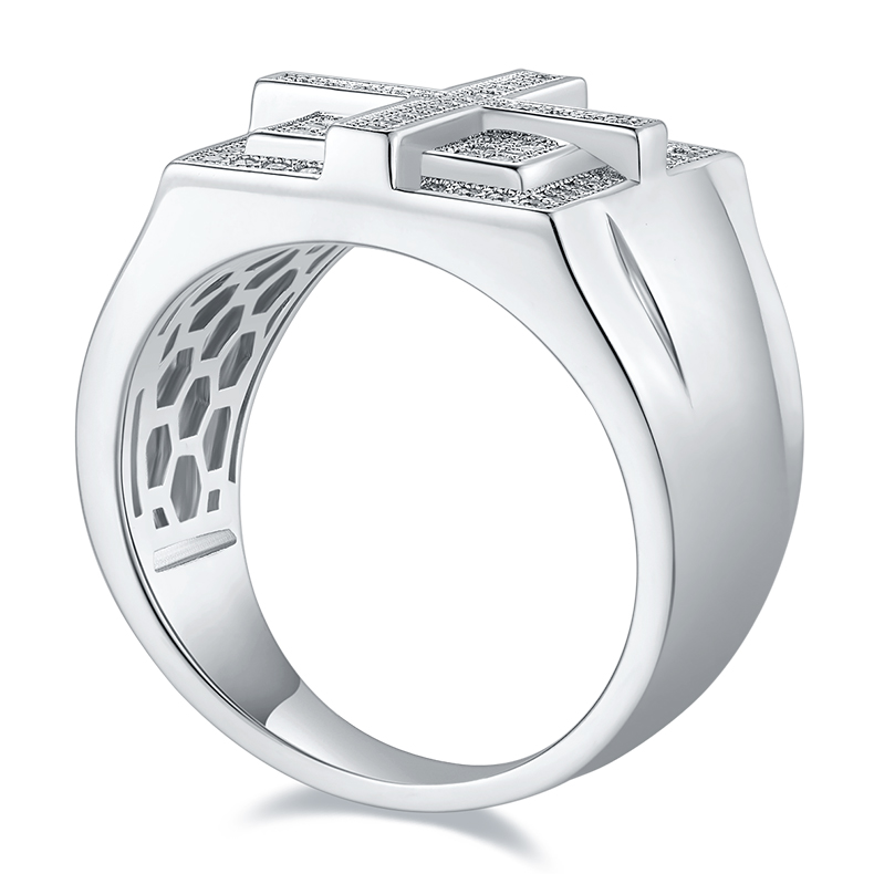 S925 silver plated white gold moissanite men's ring criolite D grade 0.53 carat