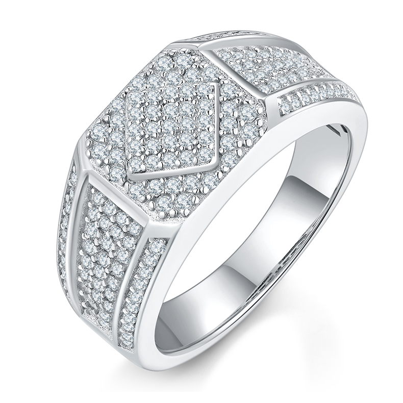 S925 silver plated white gold moissanite men's ring criolite D grade 0.94 carat