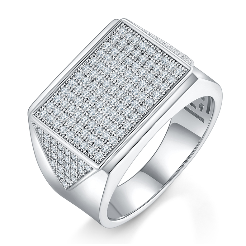 S925 silver plated white gold moissanite men's ring criolite D grade 0.95 carat