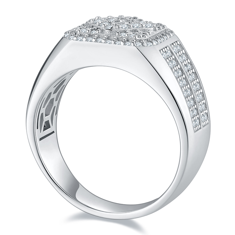 S925 silver plated white gold moissanite men's ring criolite D grade 1 carat