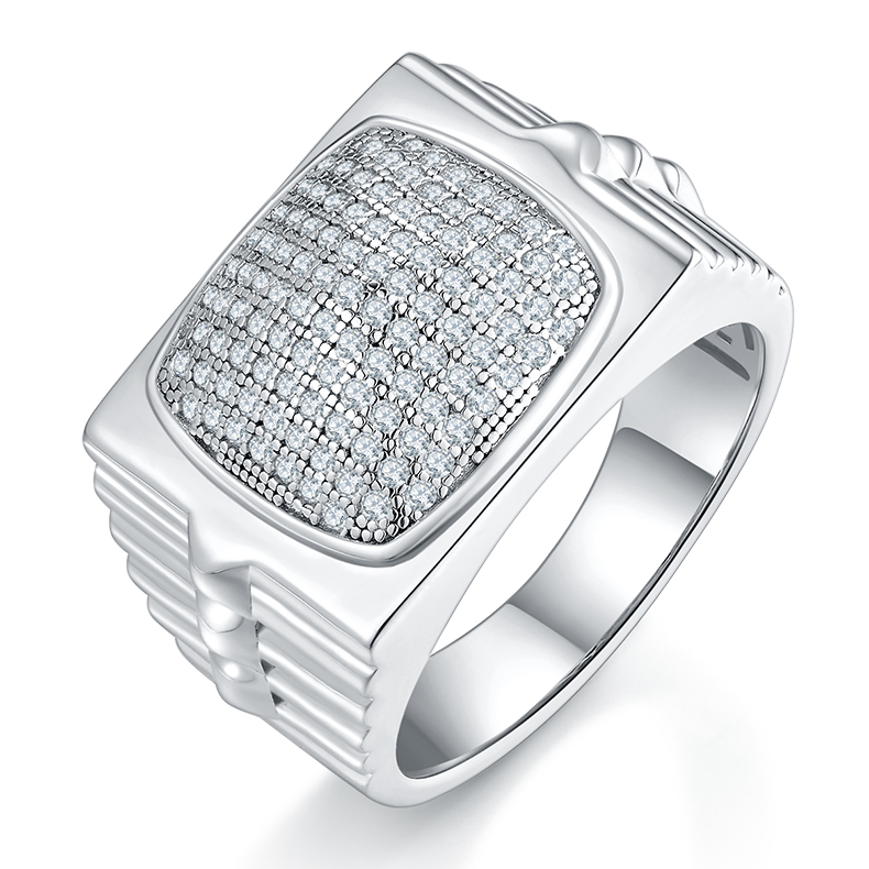 S925 silver plated white gold moissanite men's ring criolite D grade 0.7 carat
