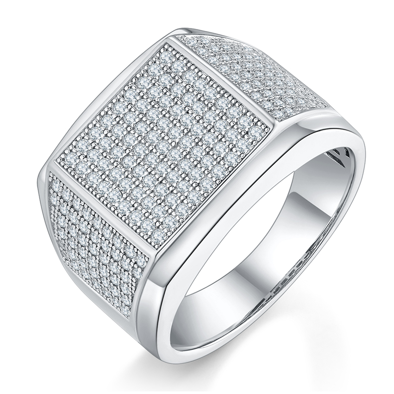 S925 silver plated white gold moissanite men's ring criolite D grade 1 carat