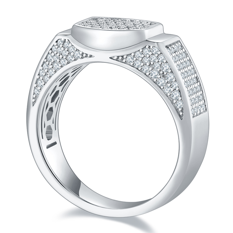 S925 silver plated white gold moissanite men's ring criolite D grade 0.95 carat