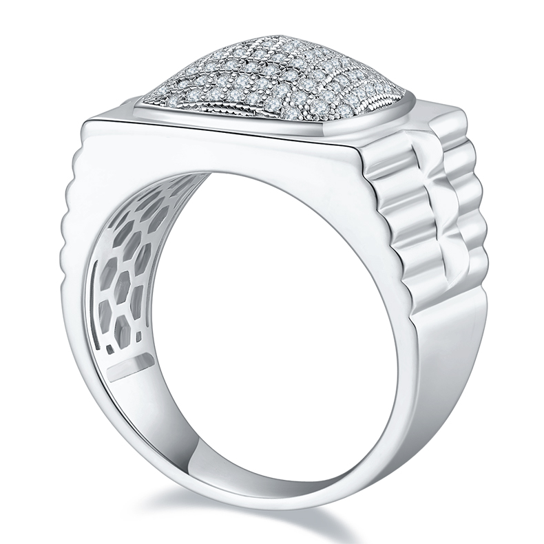 S925 silver plated white gold moissanite men's ring criolite D grade 0.7 carat