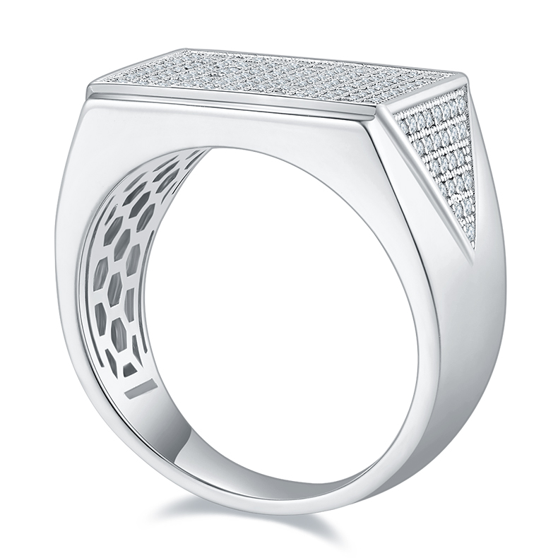 S925 silver plated white gold moissanite men's ring criolite D grade 0.95 carat