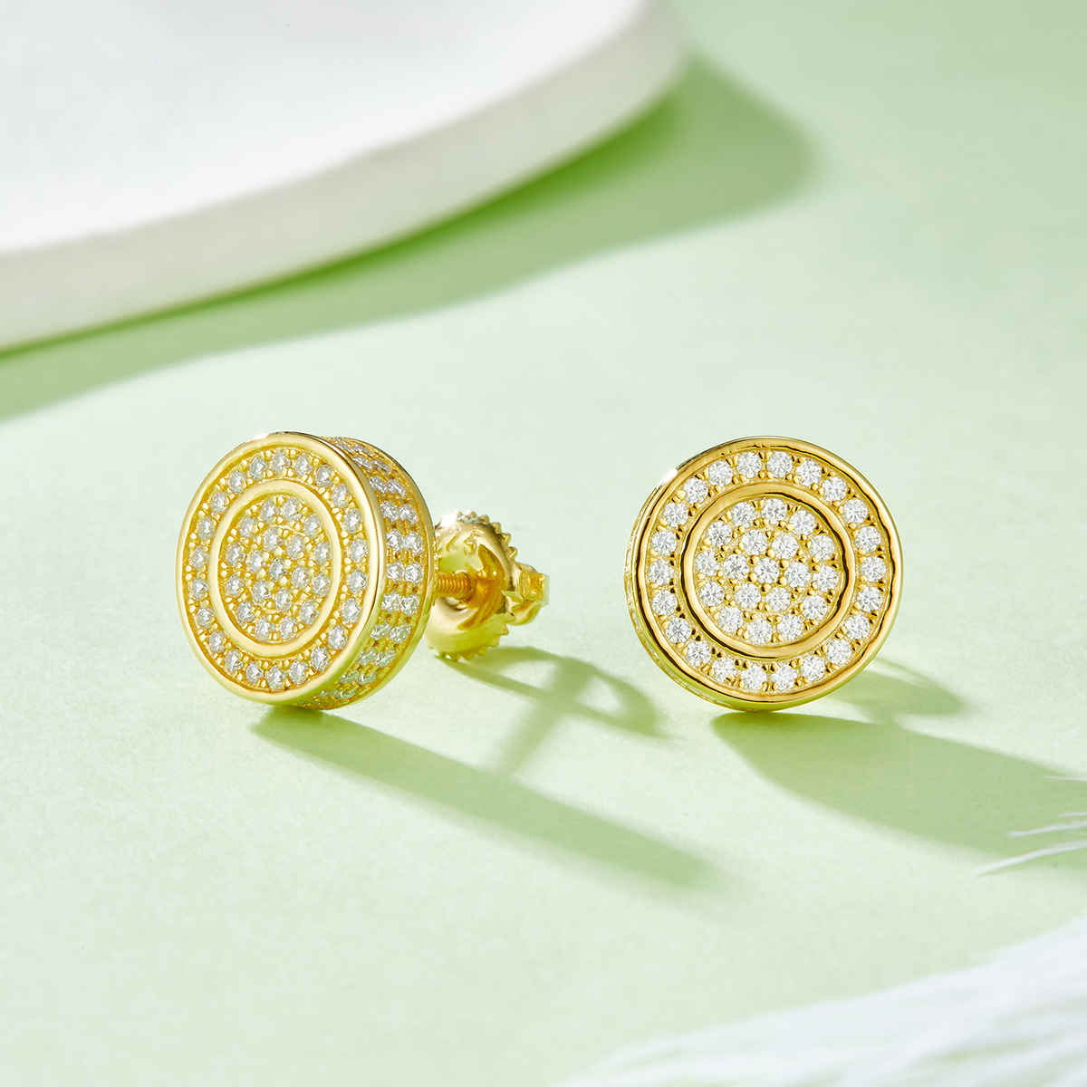 Round Double Hoop S925 Silver Earrings with Threaded Moissan Diamond Criolite D Grade 0.95CT