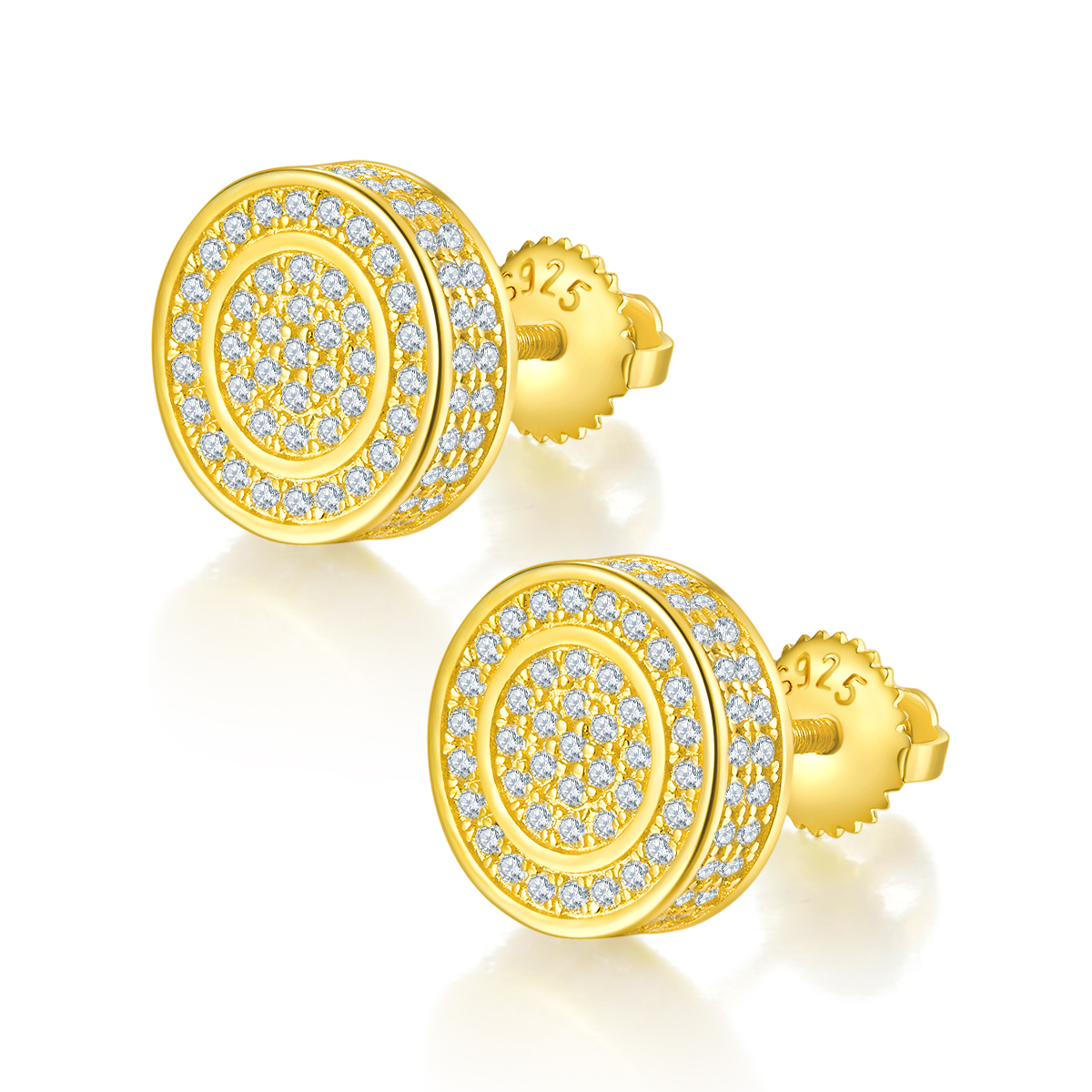 Round Double Hoop S925 Silver Earrings with Threaded Moissan Diamond Criolite D Grade 0.95CT