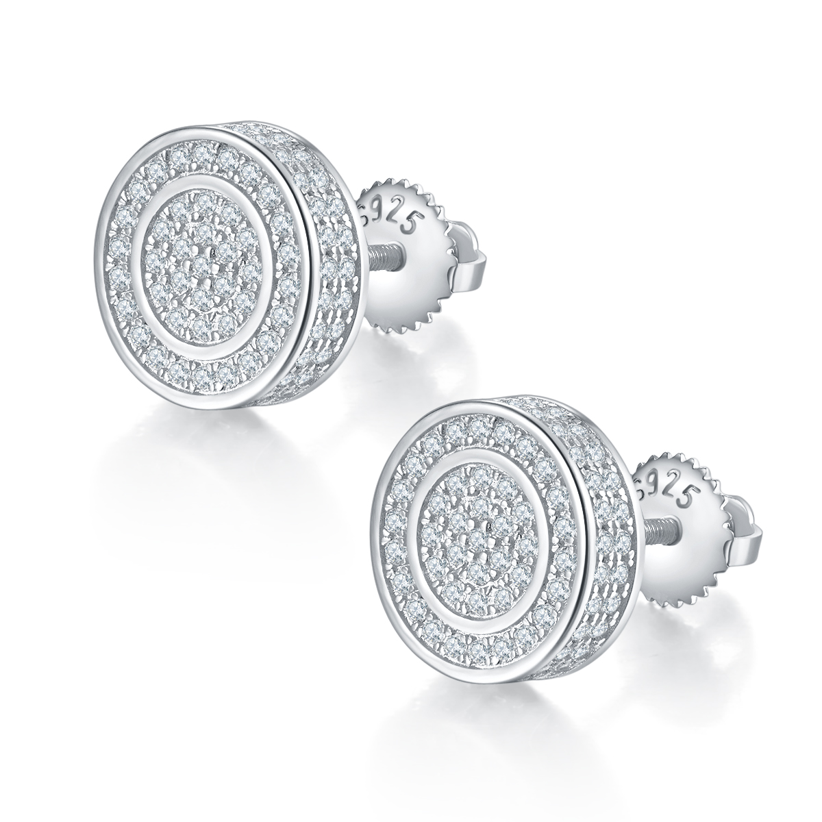 Round Double Hoop S925 Silver Earrings with Threaded Moissan Diamond Criolite D Grade 0.95CT