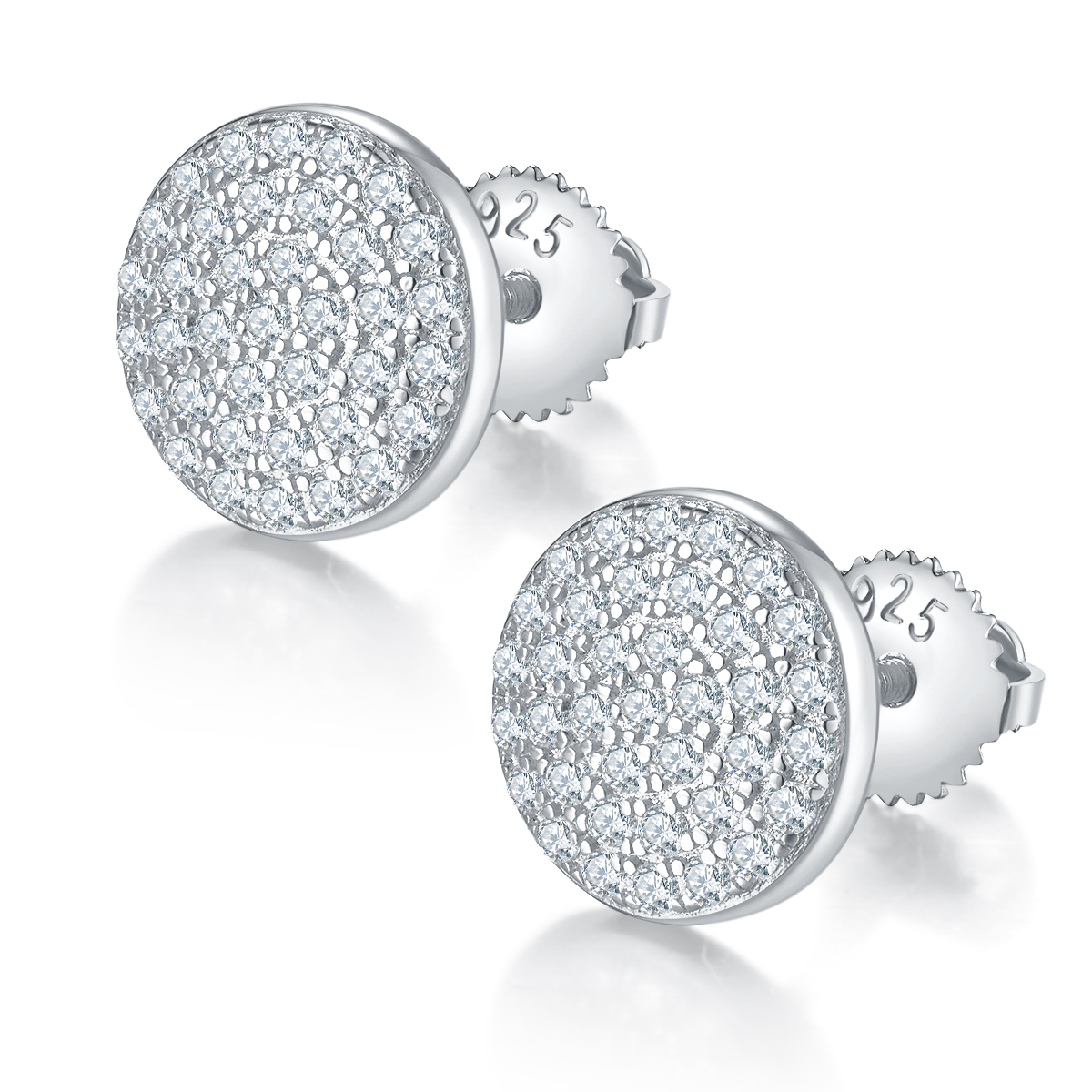 Round One Side S925 Silver Earrings with Threaded Moissan Diamond Criolite D Grade 0.6CT