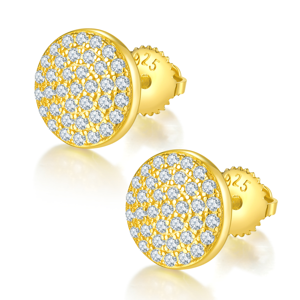 Round One Side S925 Silver Earrings with Threaded Moissan Diamond Criolite D Grade 0.6CT