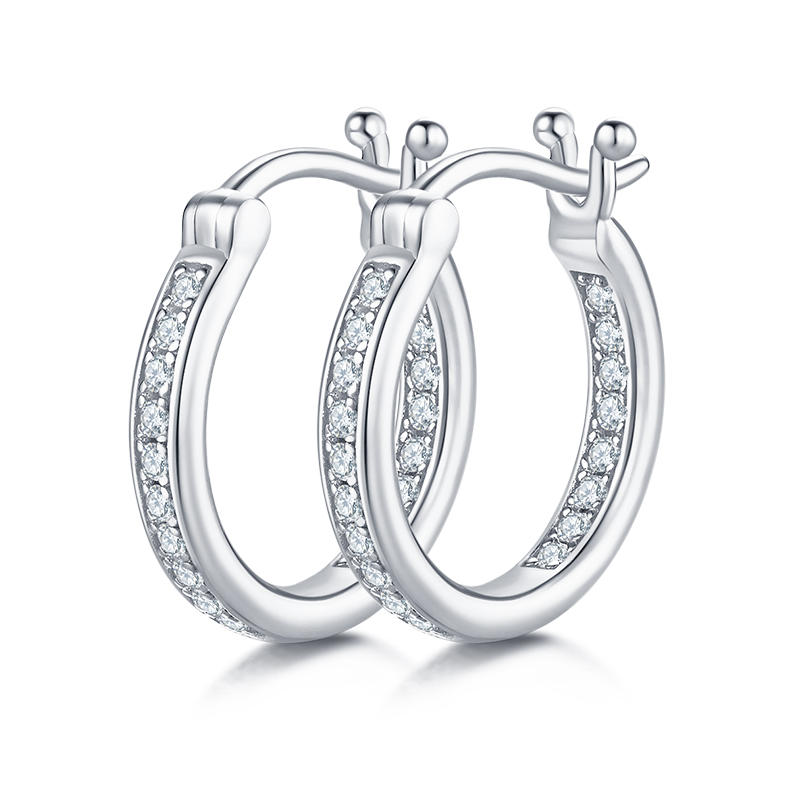 S925 Silver Moissan Diamond Grade D 0.3CT Single Row Halves Earrings K004A