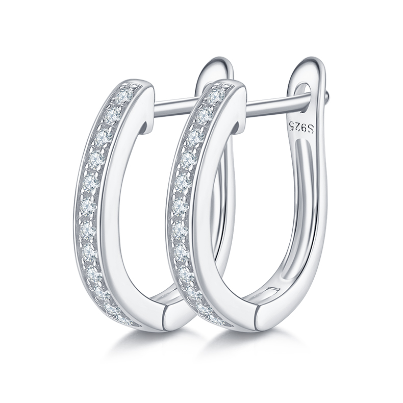 Single Row to Half Earrings S925 Silver Moissan Diamond Criolite D grade 0.2CT K005A