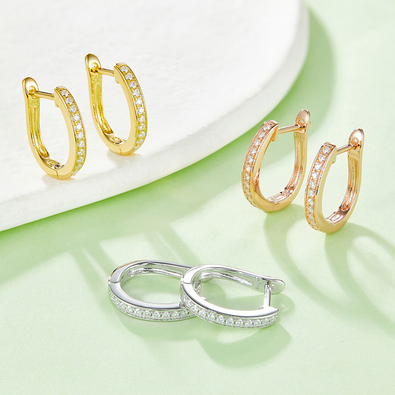 Single Row to Half Earrings S925 Silver Moissan Diamond Criolite D grade 0.2CT    K005A