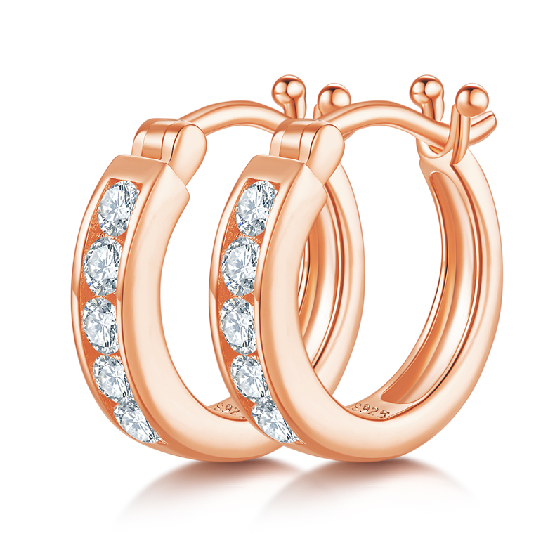 Double rows of half earrings S925 silver moissan diamond criolite grade D 0.24CT K015A