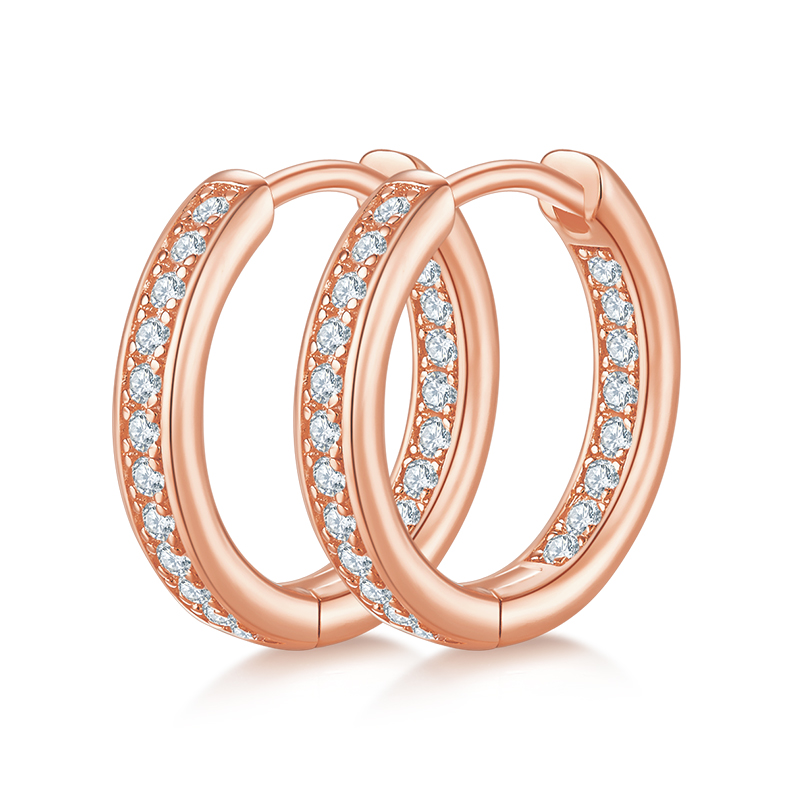 Single row of half earrings S925 Silver Moissan Diamond Grade D 0.32CT K001A