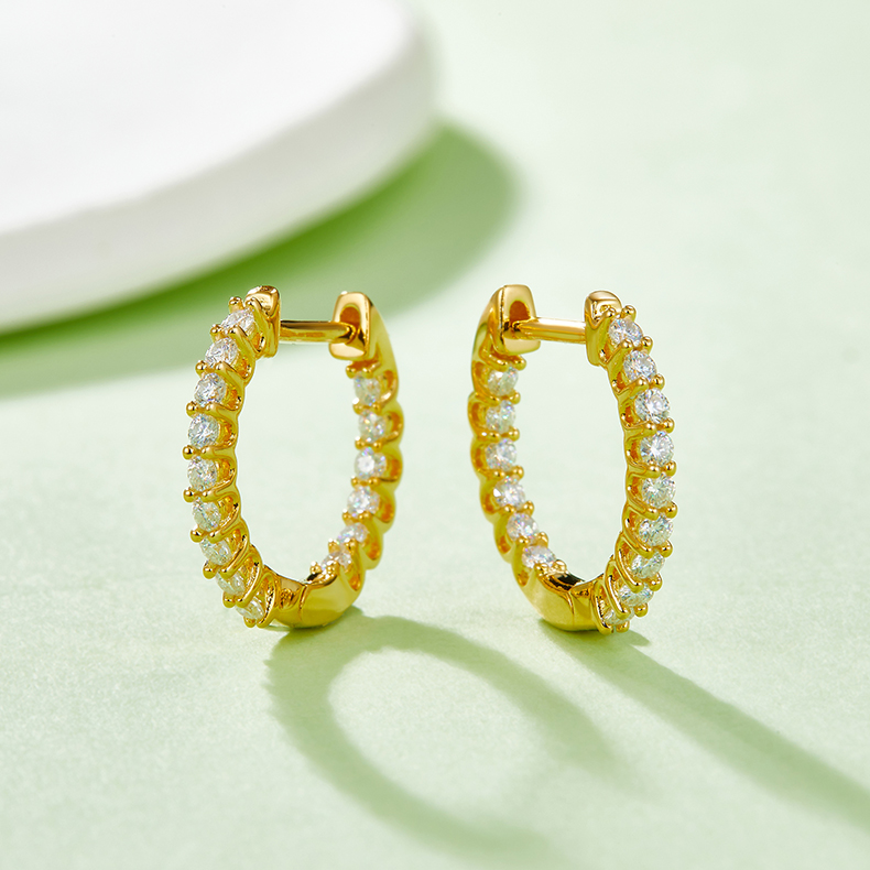 Single row of half earrings S925 silver moissanite diamonds D grade 0.45 CT      K003A