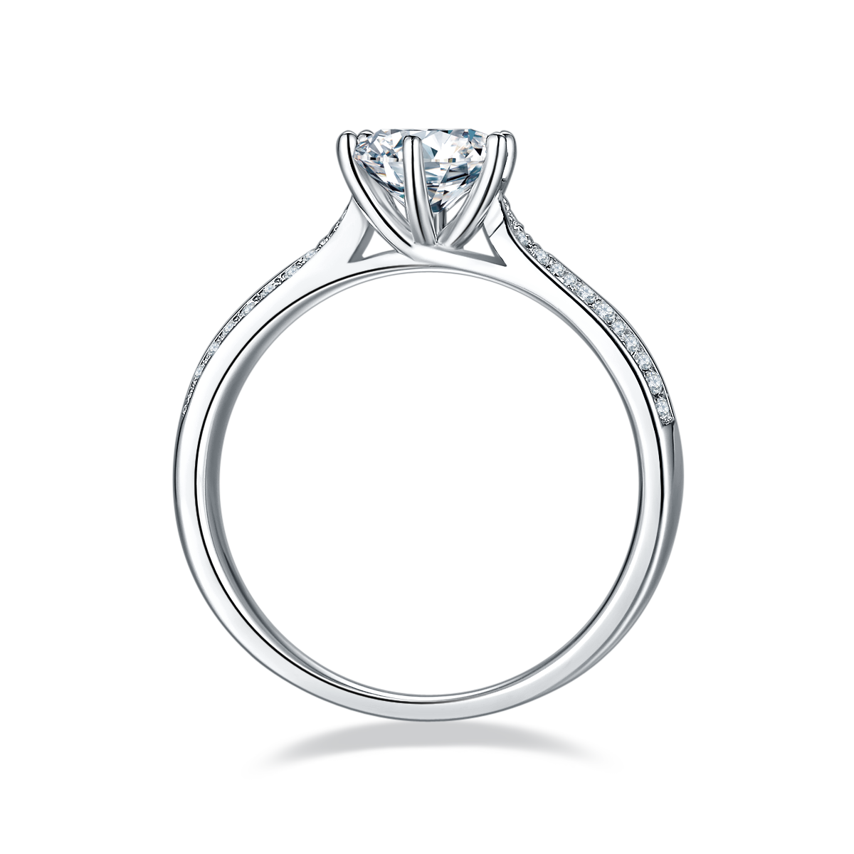 Straight arm micro-set starlight queen S925 silver plated white gold moissanite diamond women's ring 1 carat grade D