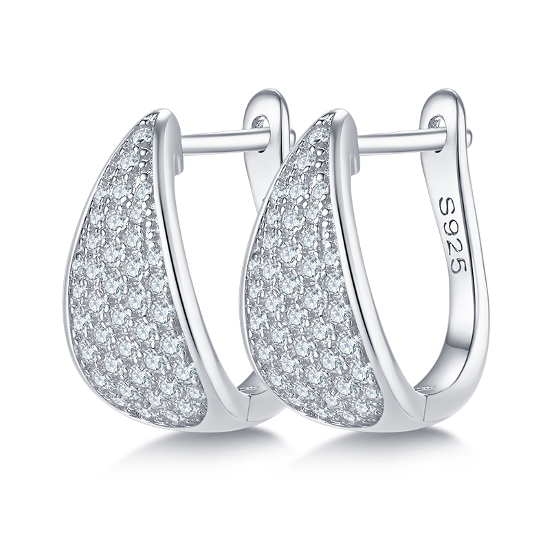 Five rows pair of half earrings S925 silver moissan diamond criolite grade D 0.57CT K013A