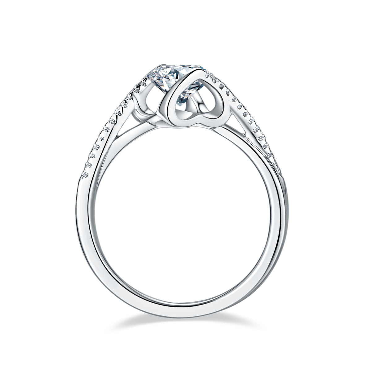 Twisted Arm Micropavé Angel's Kiss S925 Silver Plated White Gold Moissan Diamond Women's Ring 1 Carat Grade D