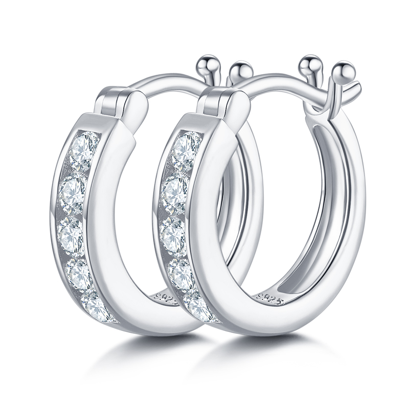 Double rows of half earrings S925 silver moissan diamond criolite grade D 0.24CT K015A