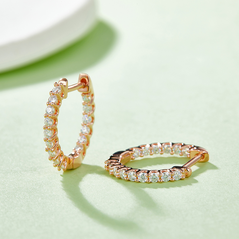 Single row of half earrings S925 silver moissanite diamonds D grade 0.45 CT      K003A