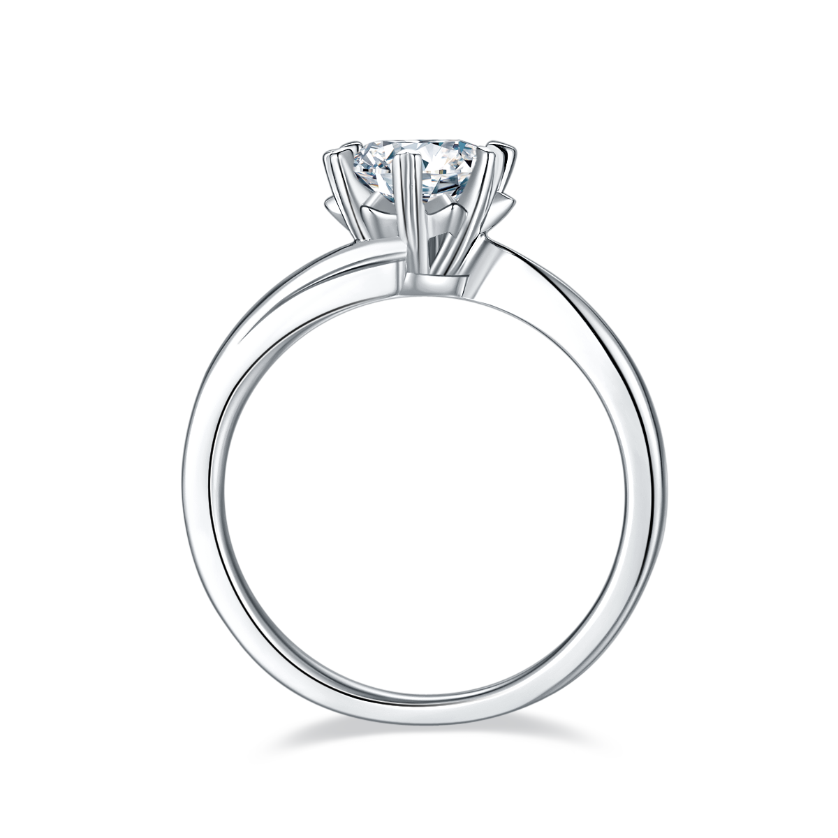 Twisted Arm Classic Snowflake S925 Silver Plated White Gold Moissan Diamond Women's Ring 1 Ct D