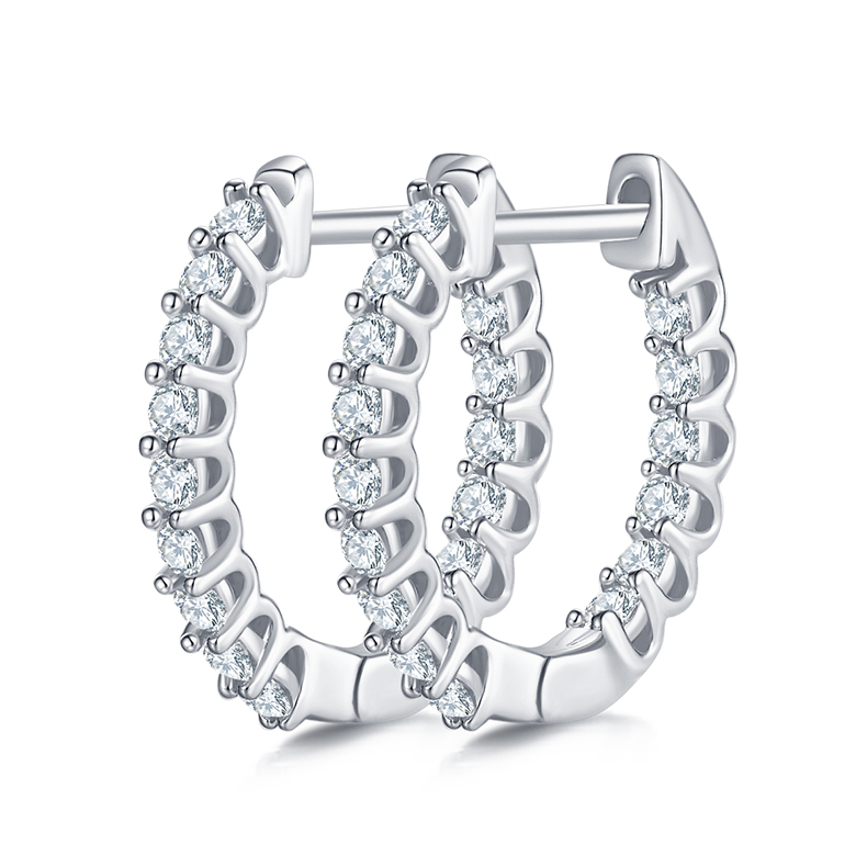 Single row of half earrings S925 silver moissanite diamonds D grade 0.45 CT K003A