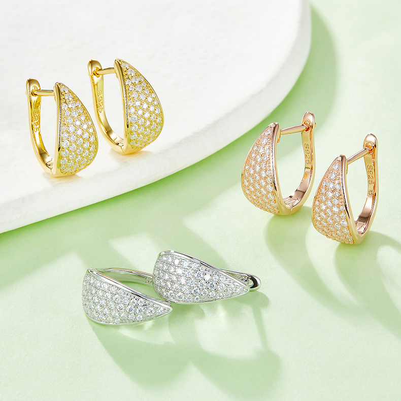 Five rows pair of half earrings S925 silver moissan diamond criolite grade D 0.57CT   K013A