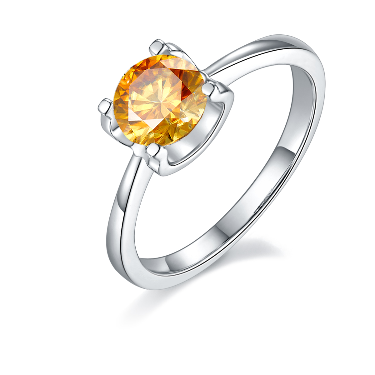 Straight Arm Classic Bullhead S925 Silver Plated White Gold Moissan Diamond Women's Ring 1 Carat D