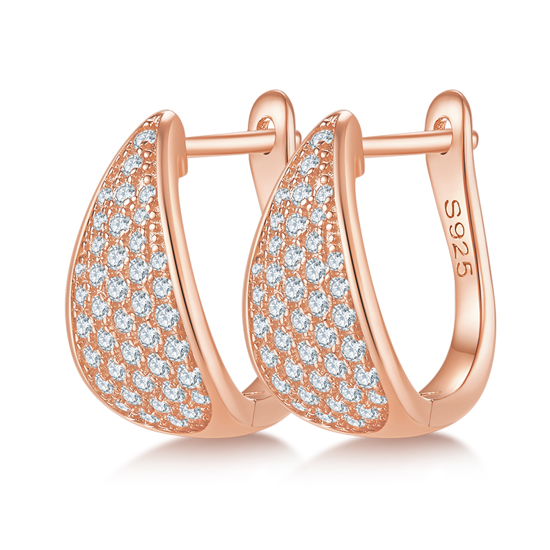 Five rows pair of half earrings S925 silver moissan diamond criolite grade D 0.57CT K013A
